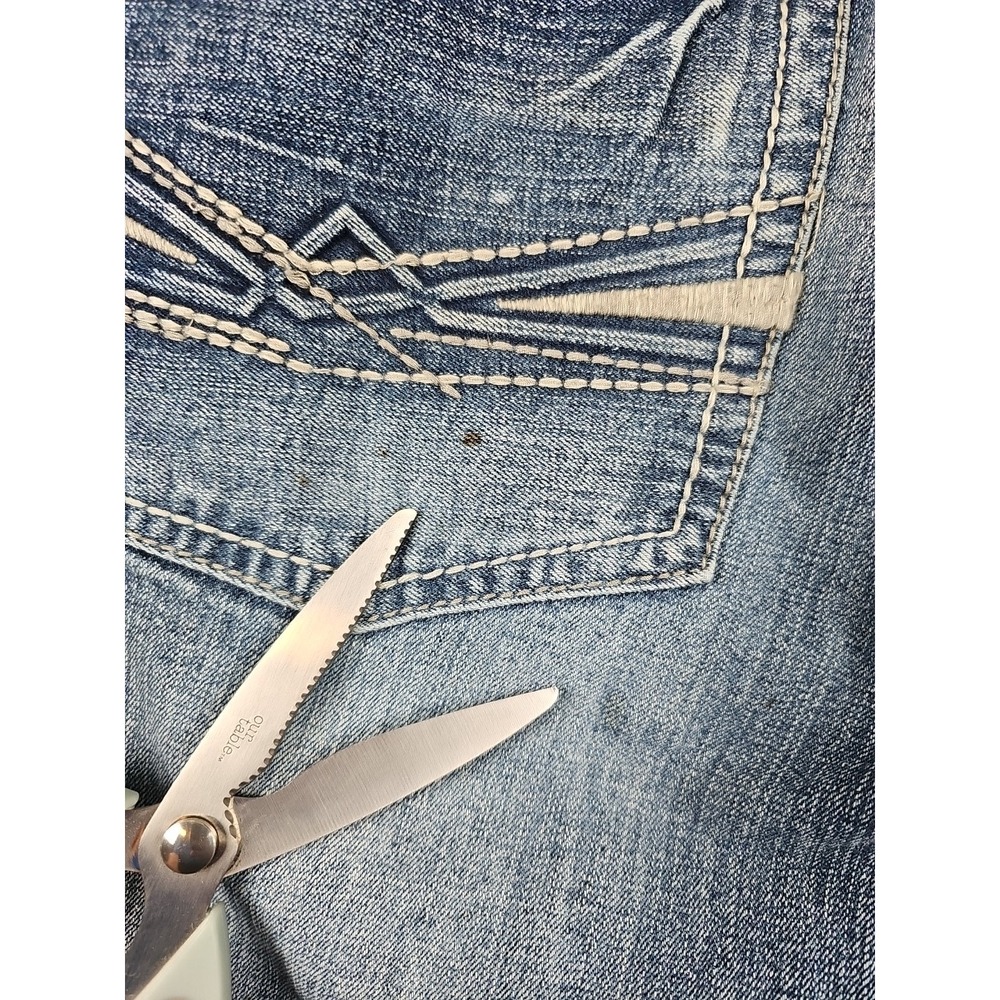 Axe & Crown Jeans Mens 33x30 Relaxed Straight Whiskered Embroidered Heavy Stitch - Picture 5 of 7